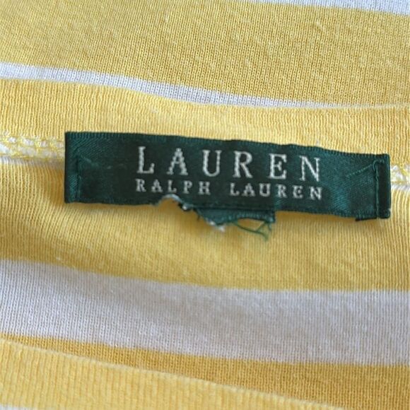 Ralph Lauren Yellow & White Horizontal Striped Cuffed
Short Sleeve Knit Top - Picture 7 of 8